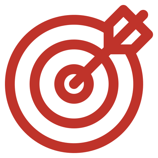 Icon showing a target with an arrow representing delivering results