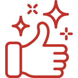 Icon showing a thumbs up with stars representing high standards of quality